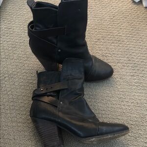 Rag and Bone, Harrow Black Leather Ankle Boots